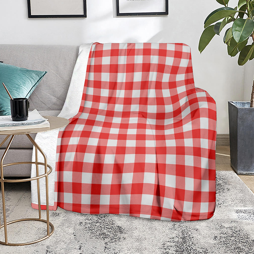 Red And White Buffalo Check Print Blanket