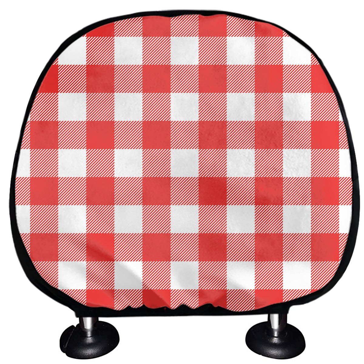 Red And White Buffalo Check Print Car Headrest Covers