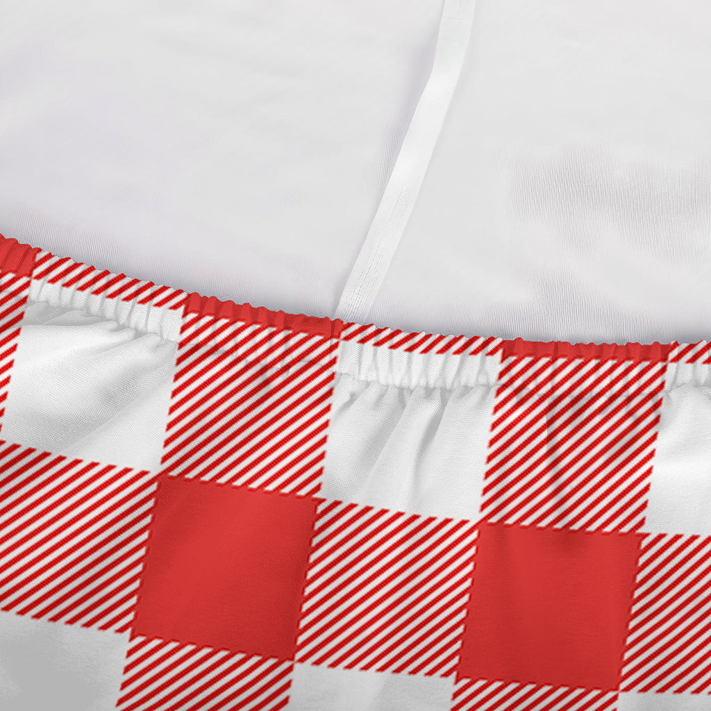Red And White Buffalo Check Print Sofa Cover