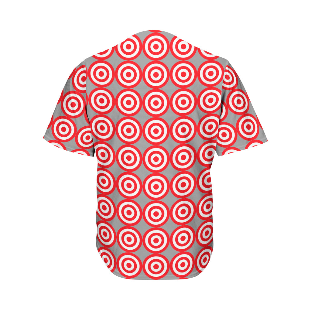 Red And White Bullseye Target Print Men's Baseball Jersey