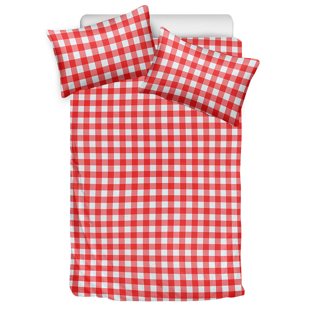Red And White Check Pattern Print Duvet Cover Bedding Set