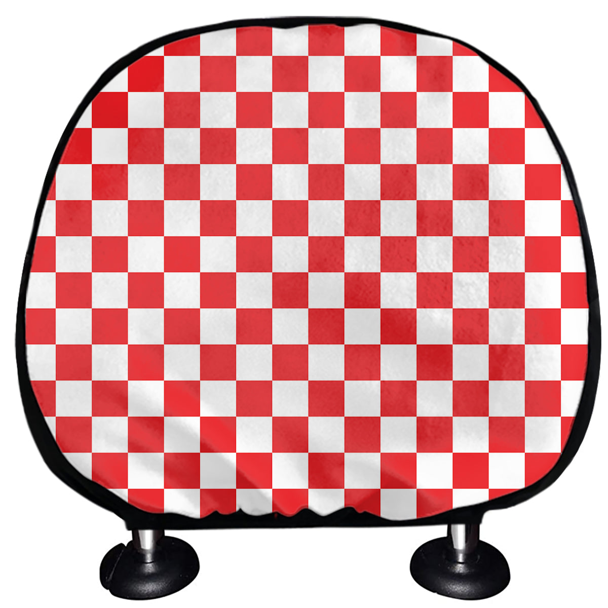 Red And White Checkered Pattern Print Car Headrest Covers