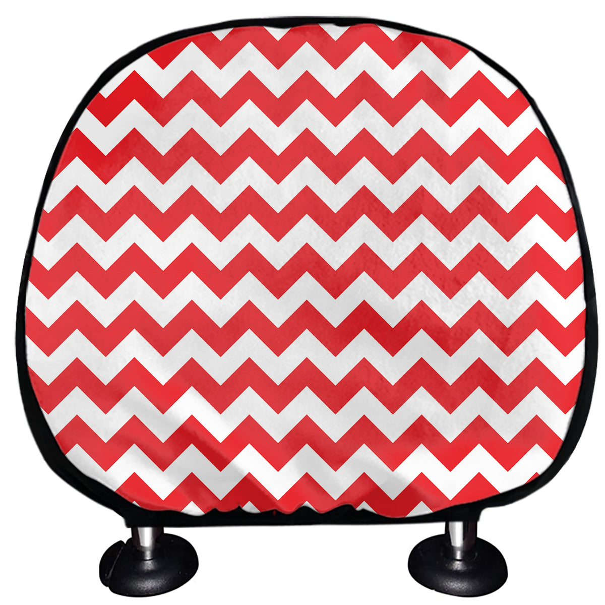 Red And White Chevron Pattern Print Car Headrest Covers