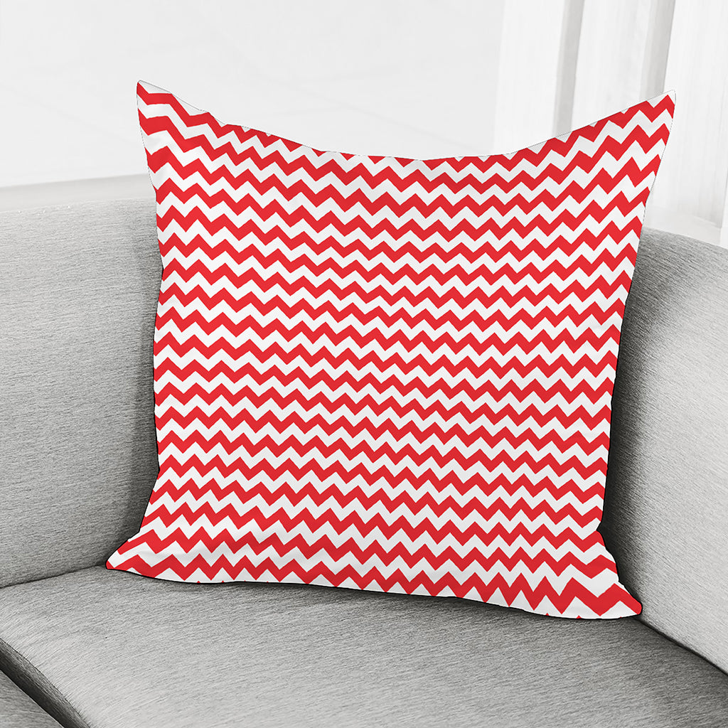 Red And White Chevron Pattern Print Pillow Cover