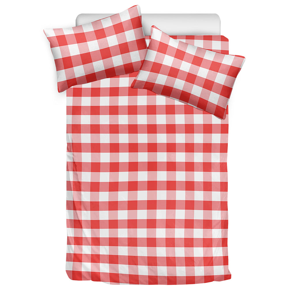 Red And White Gingham Pattern Print Duvet Cover Bedding Set