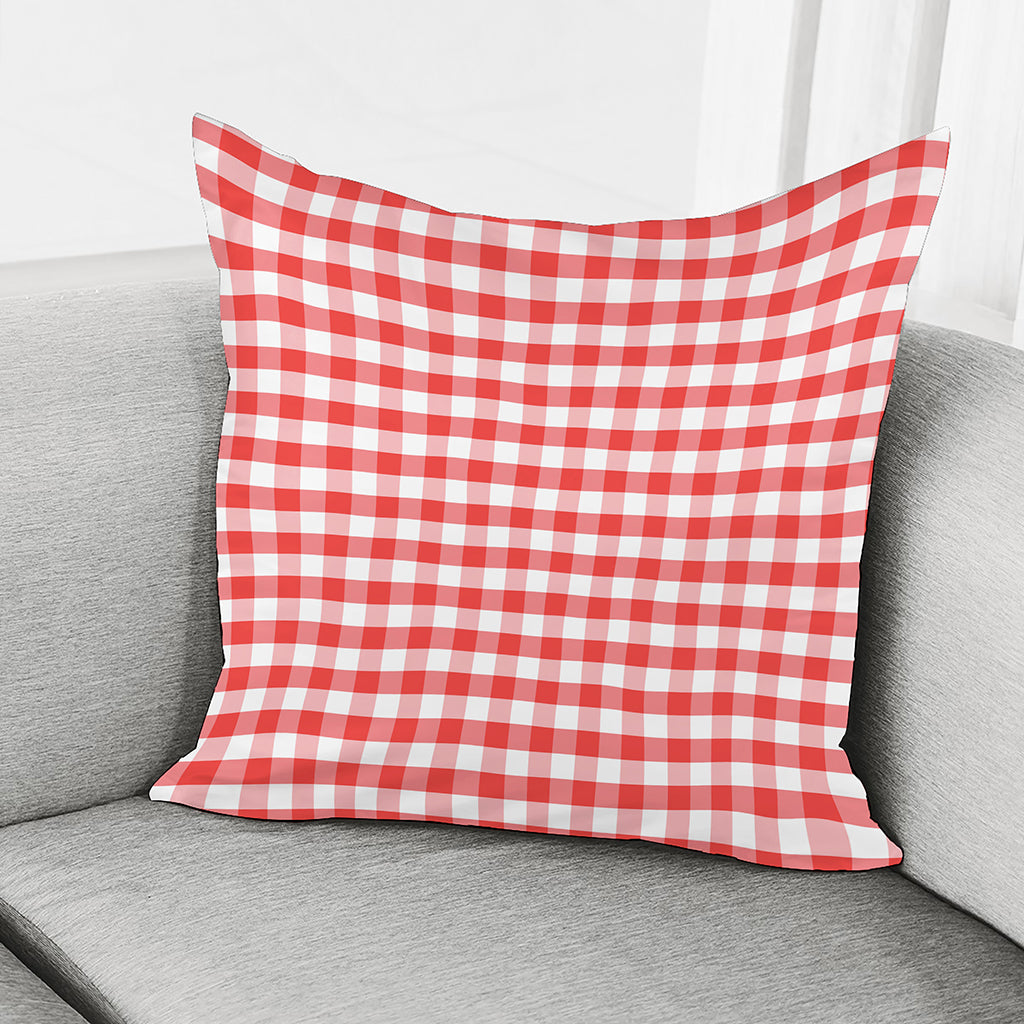 Red And White Gingham Pattern Print Pillow Cover