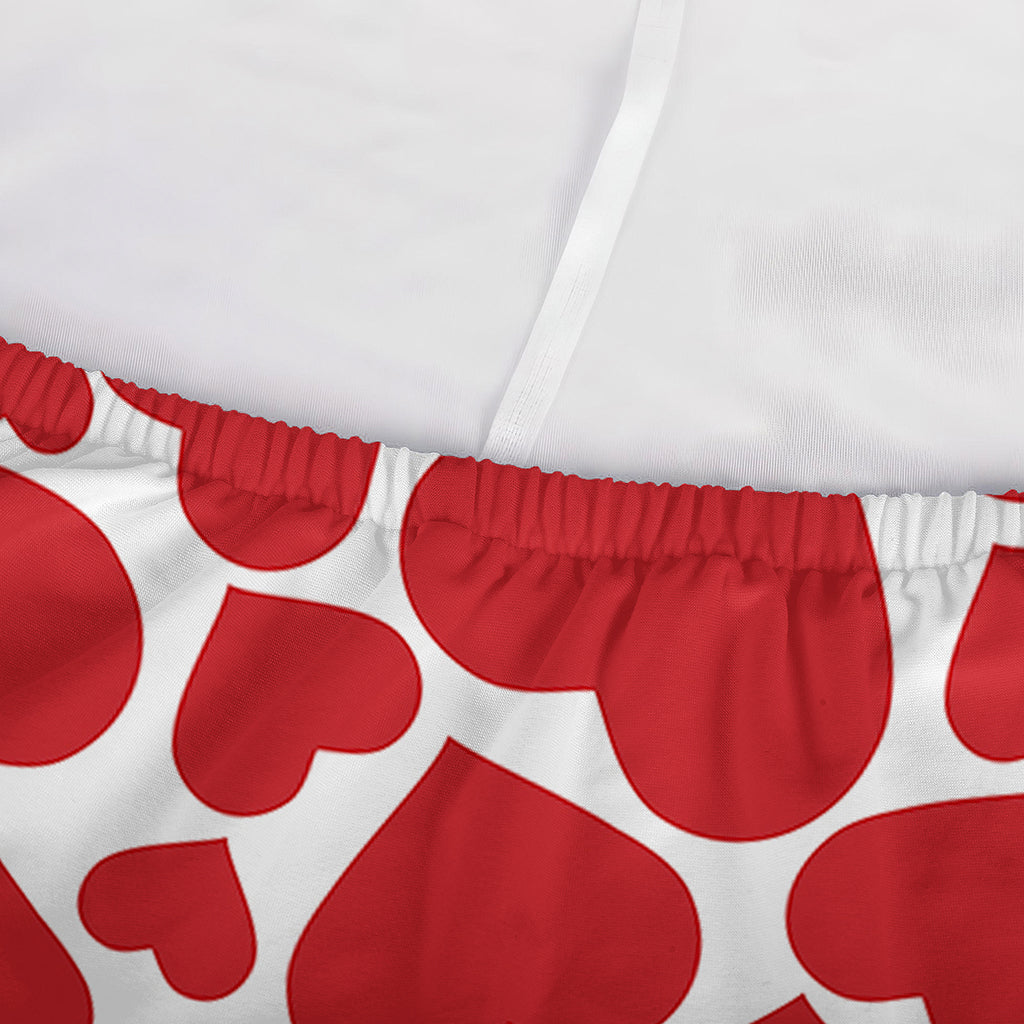 Red And White Heart Pattern Print Sofa Cover
