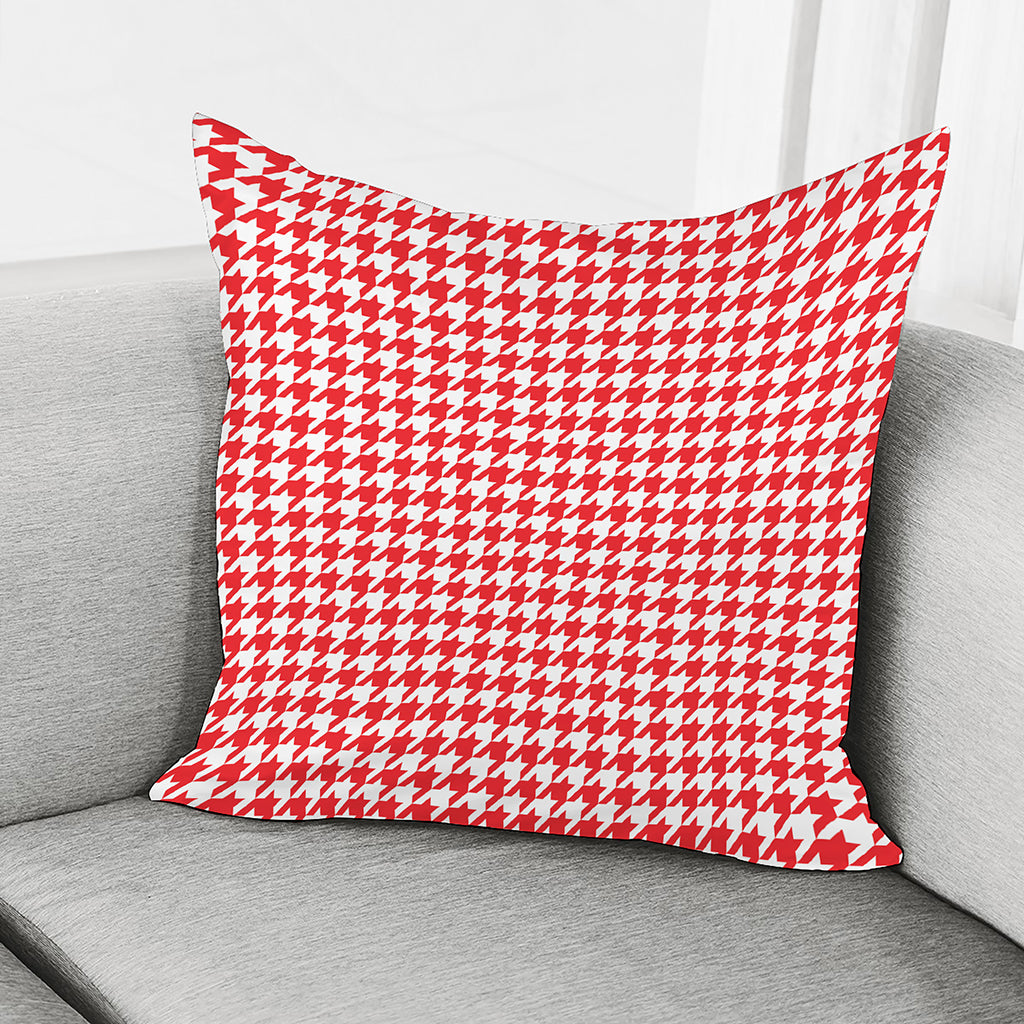 Red And White Houndstooth Pattern Print Pillow Cover