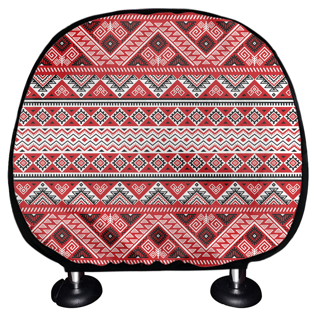 Red And White Native Tribal Print Car Headrest Covers