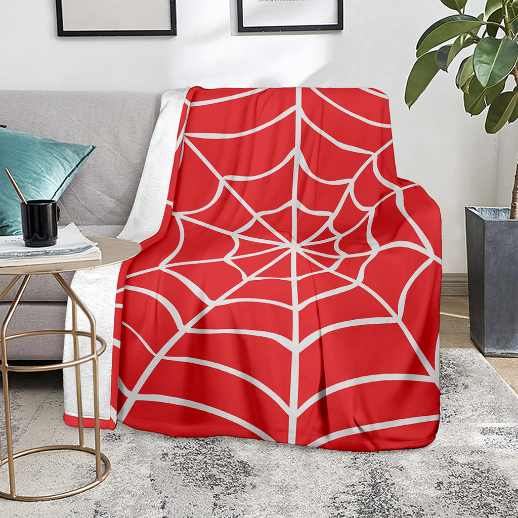 Red And White Spider Web Pattern Print Blanket