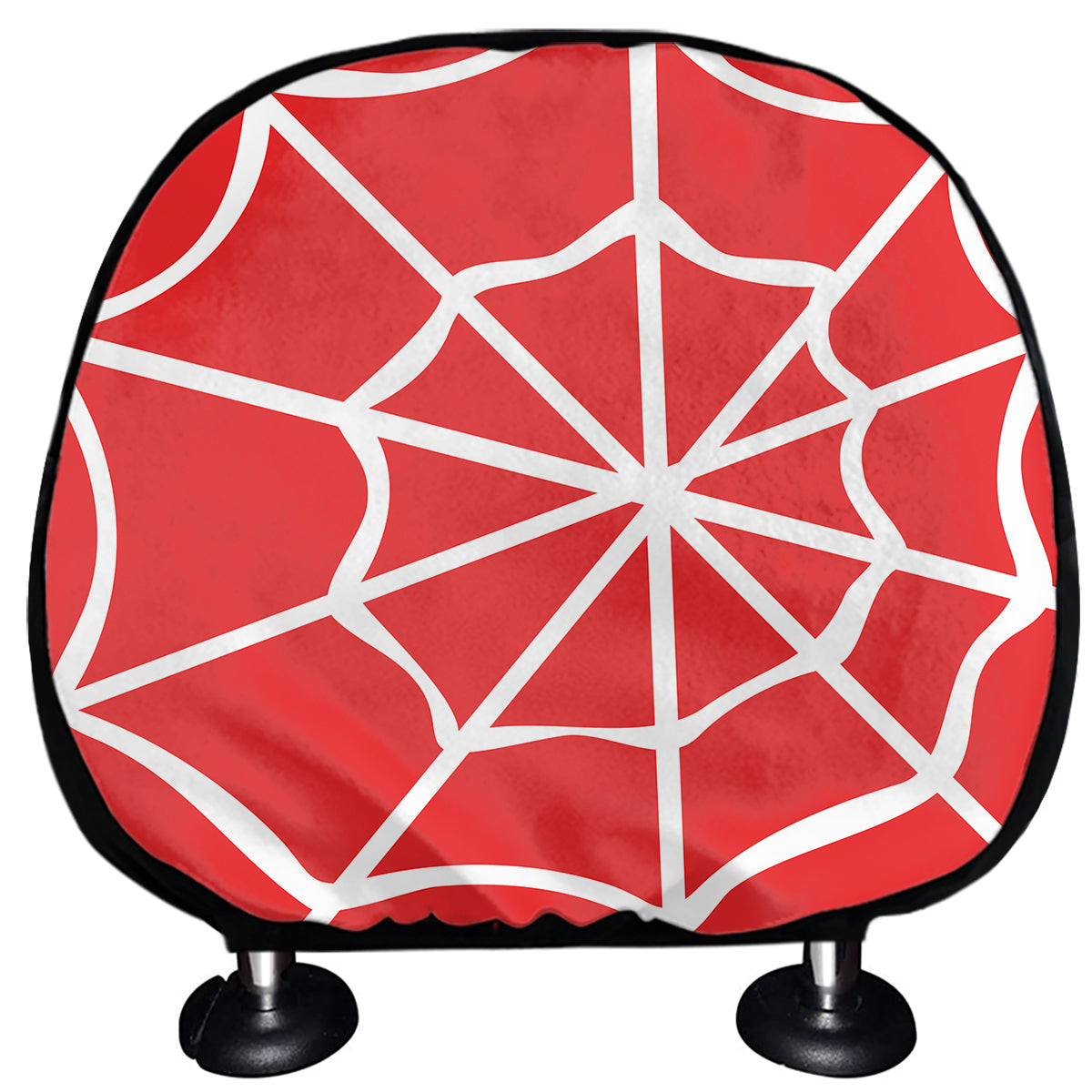 Red And White Spider Web Pattern Print Car Headrest Covers