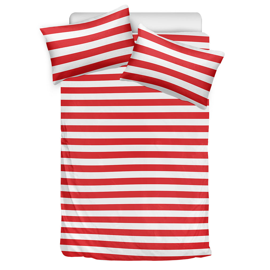 Red And White Striped Pattern Print Duvet Cover Bedding Set