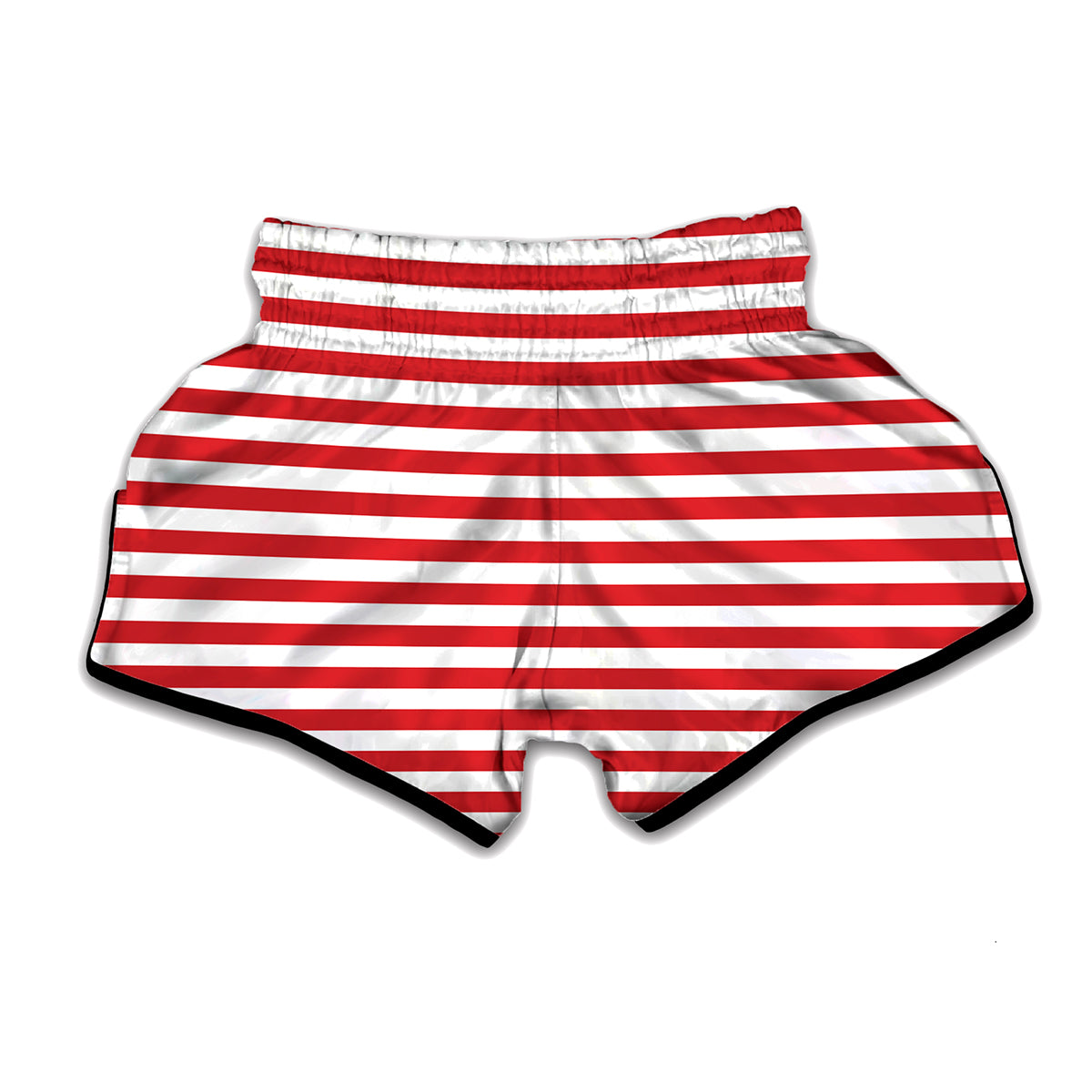 Red And White Striped Pattern Print Muay Thai Boxing Shorts
