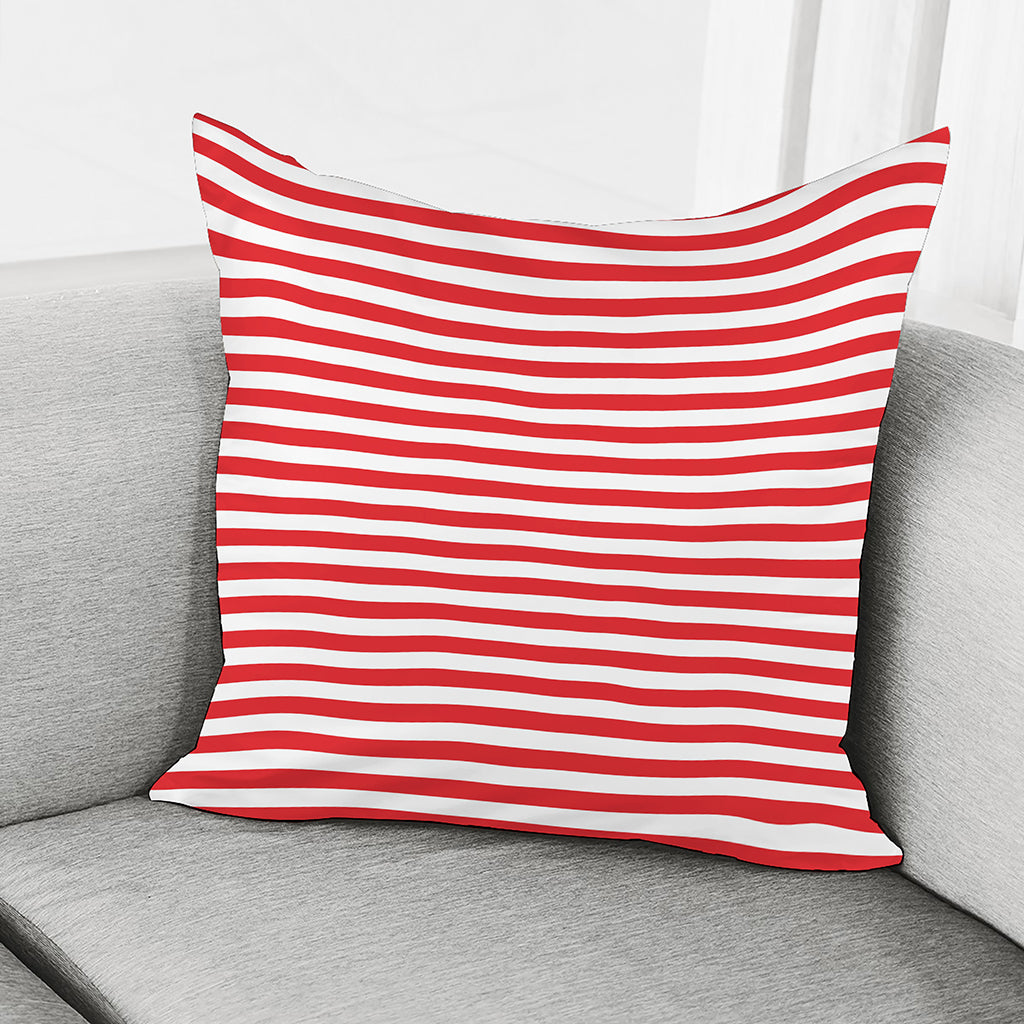 Red And White Striped Pattern Print Pillow Cover