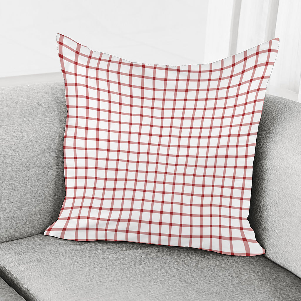 Red And White Tattersall Pattern Print Pillow Cover