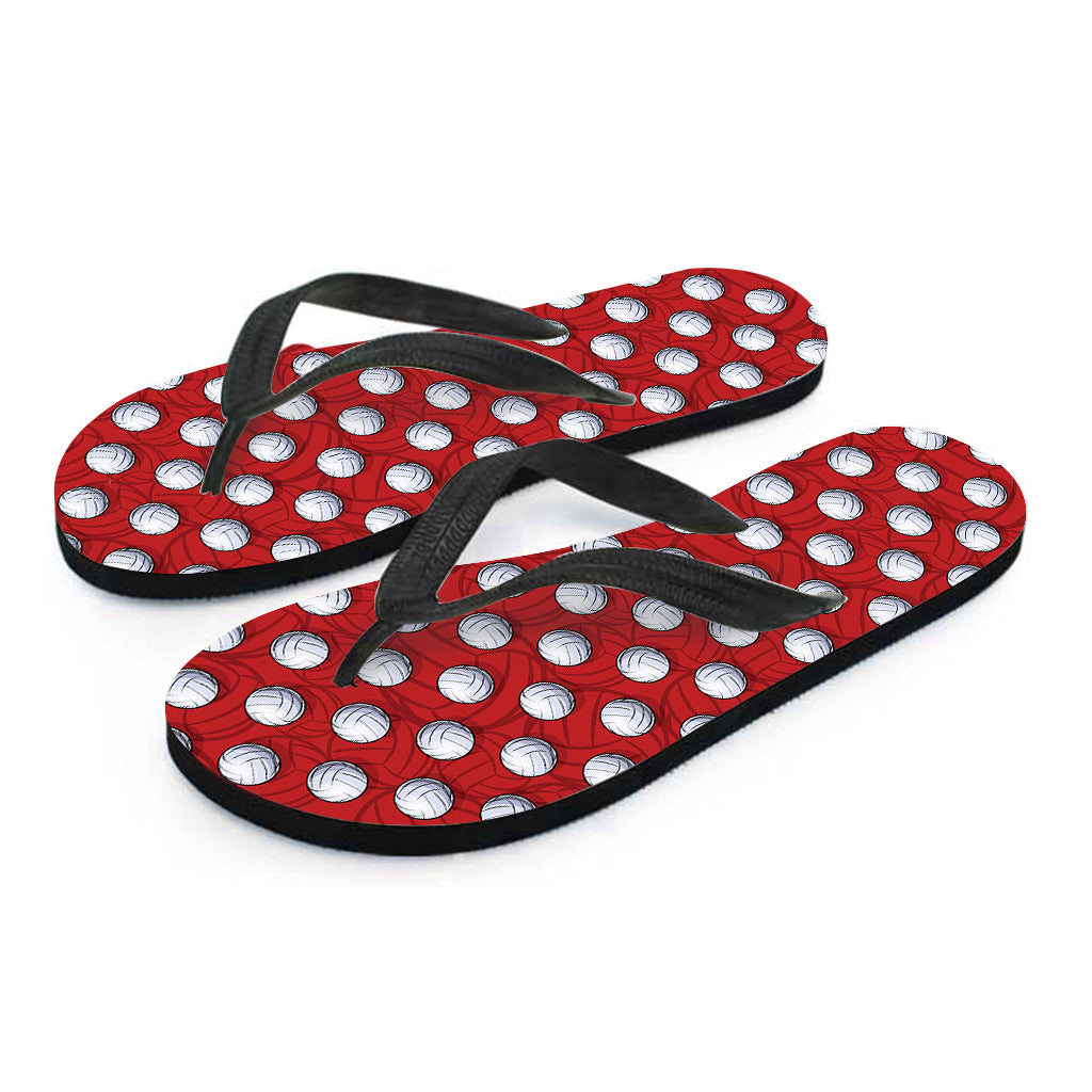 Red And White Volleyball Pattern Print Flip Flops