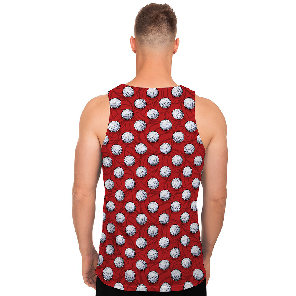 Red And White Volleyball Pattern Print Men's Tank Top