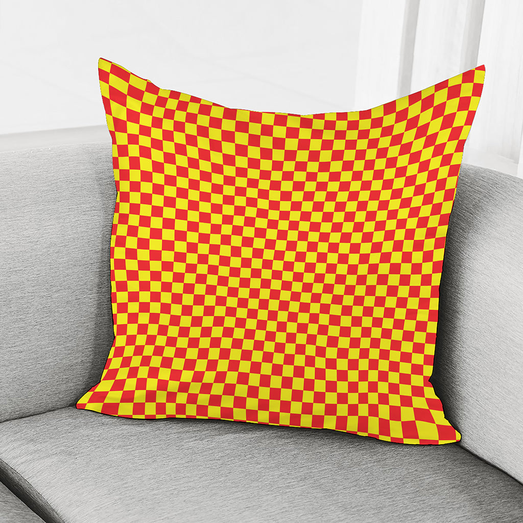 Red And Yellow Checkered Pattern Print Pillow Cover