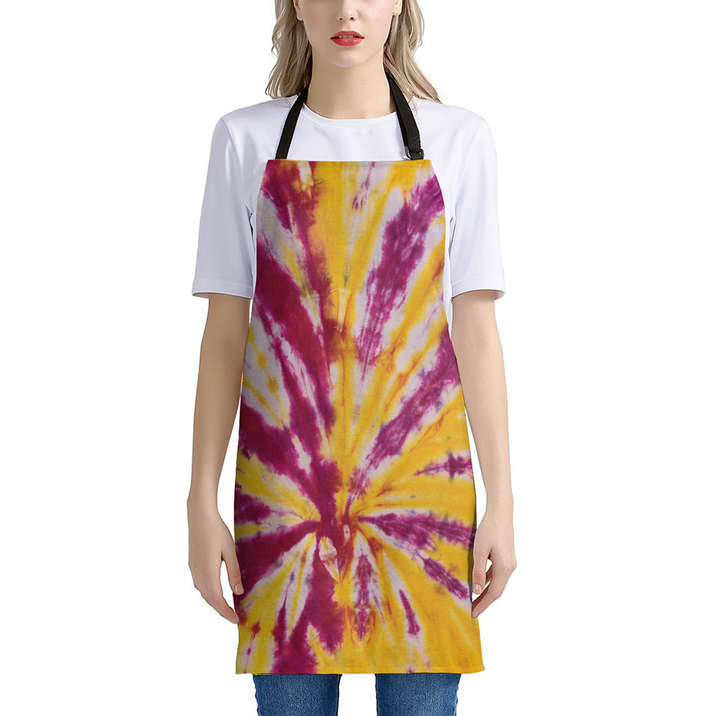 Red And Yellow Spider Tie Dye Print Apron