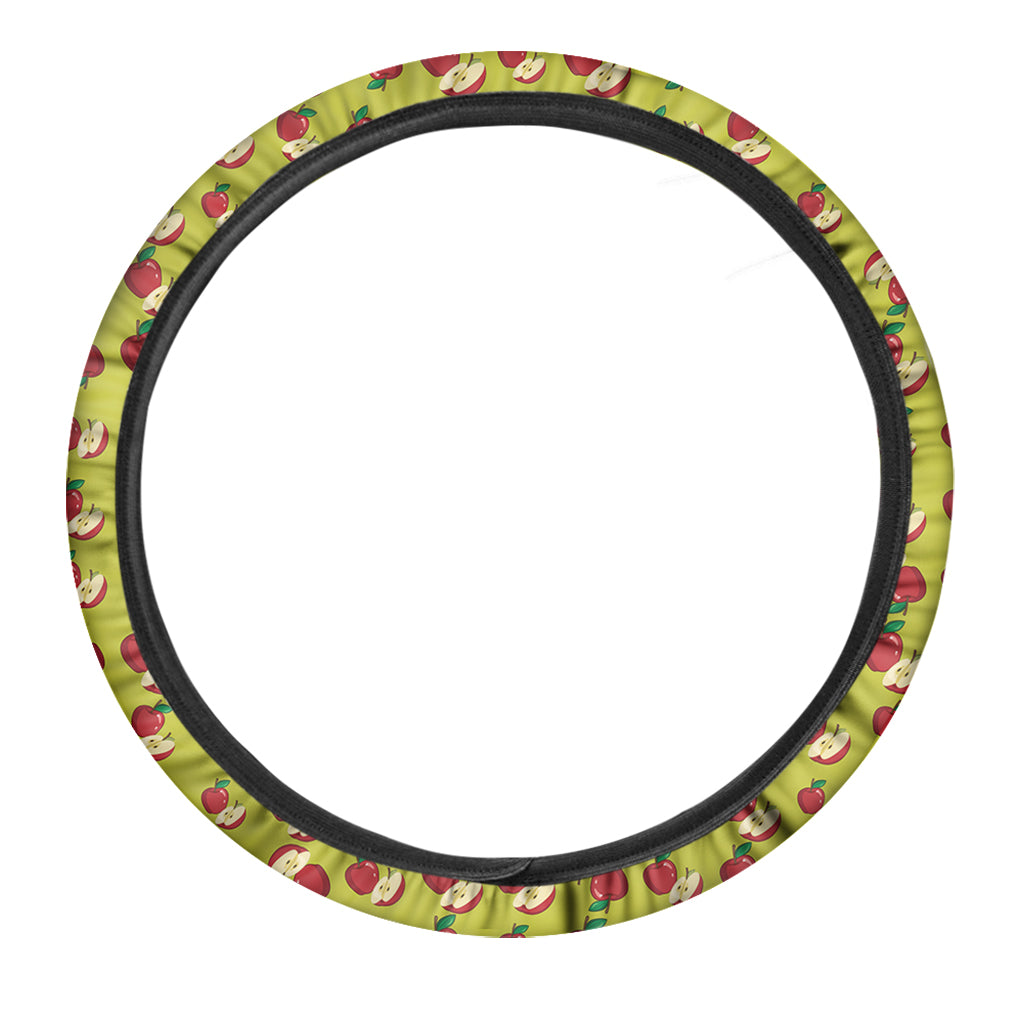 Red Apple Fruit Pattern Print Car Steering Wheel Cover
