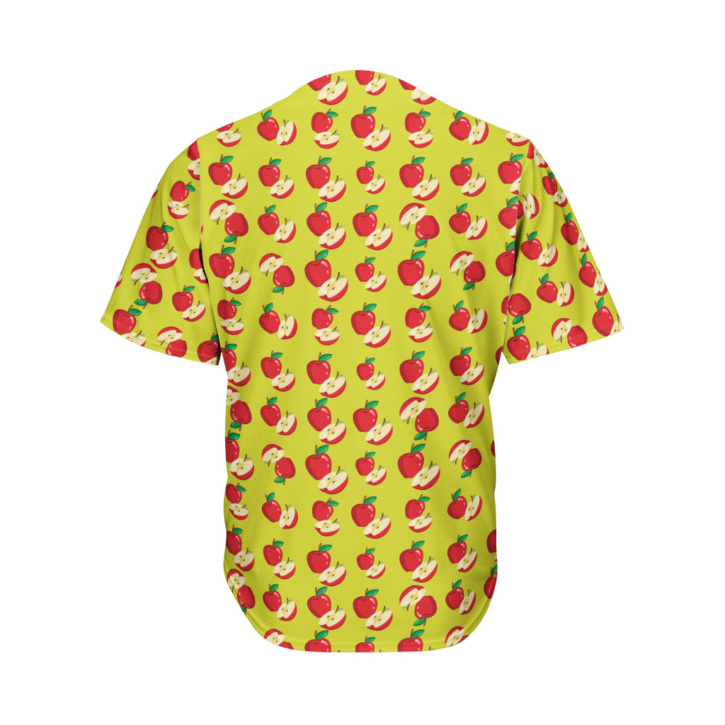 Red Apple Fruit Pattern Print Men's Baseball Jersey