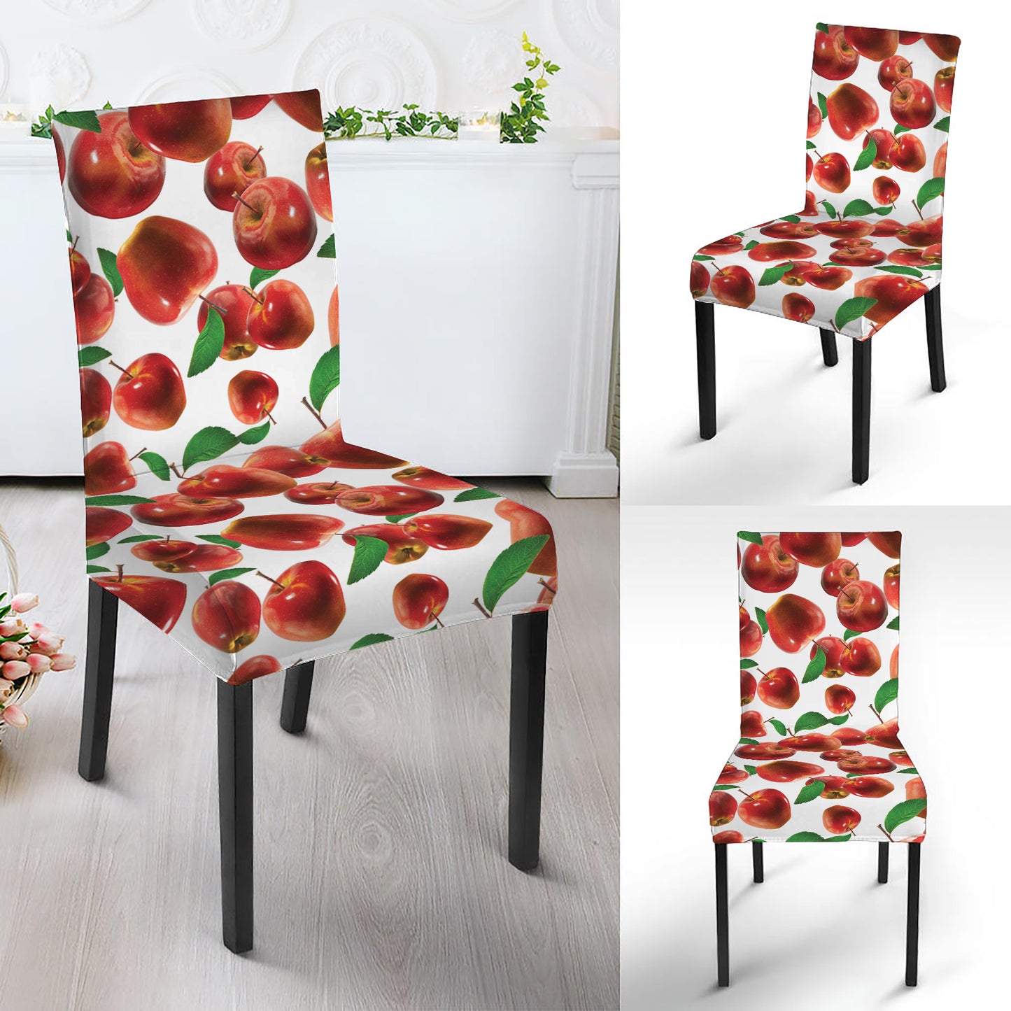 Red Apple Pattern Print Dining Chair Slipcover