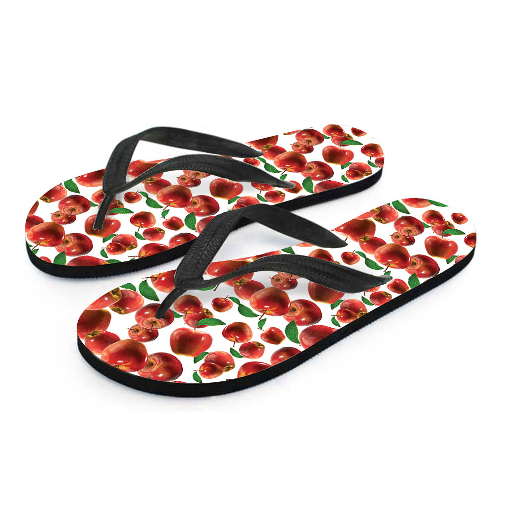 Red Apple Pattern Print Flip Flops