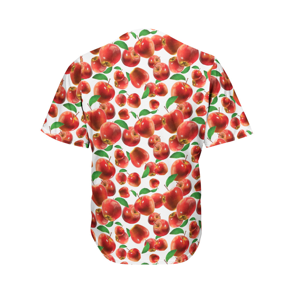 Red Apple Pattern Print Men's Baseball Jersey
