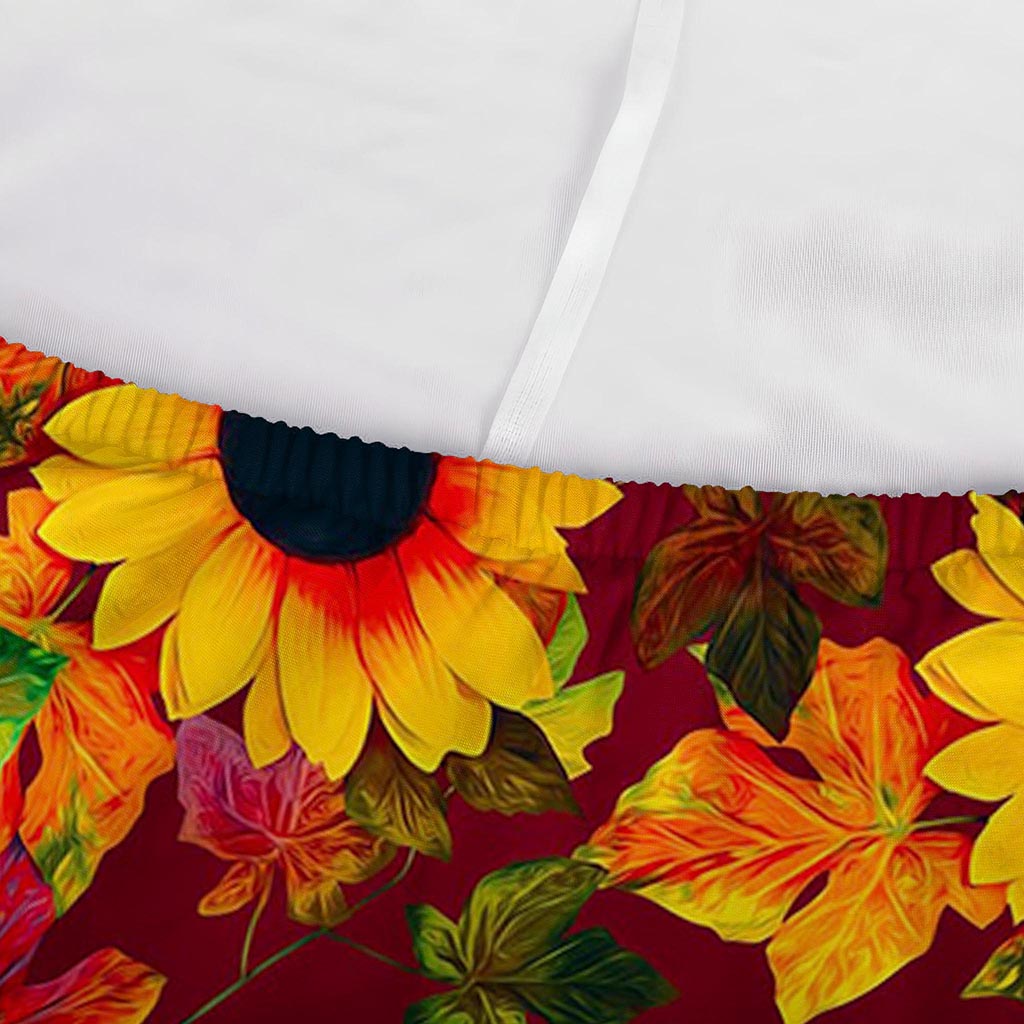 Red Autumn Sunflower Pattern Print Sofa Cover