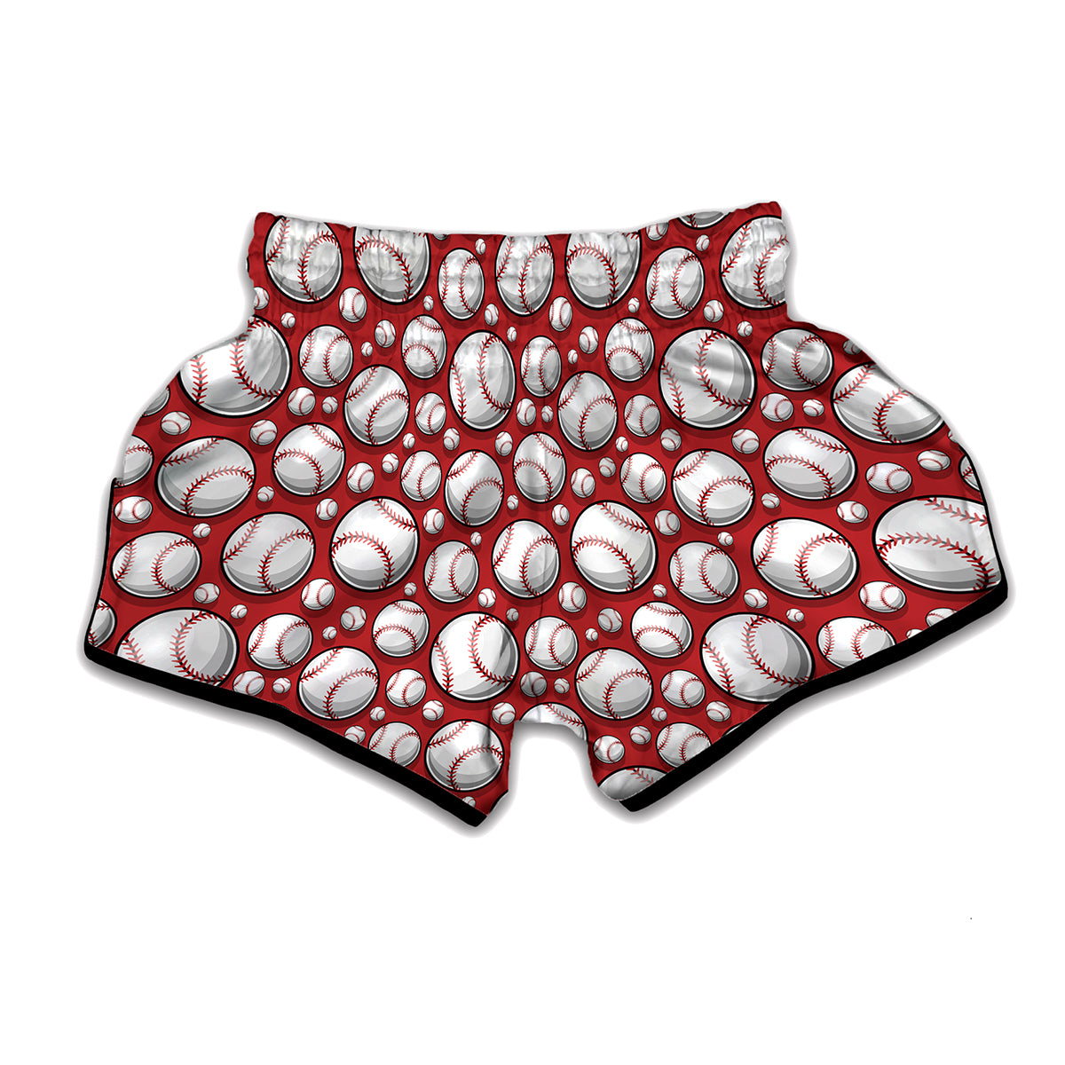 Red Baseball Pattern Print Muay Thai Boxing Shorts
