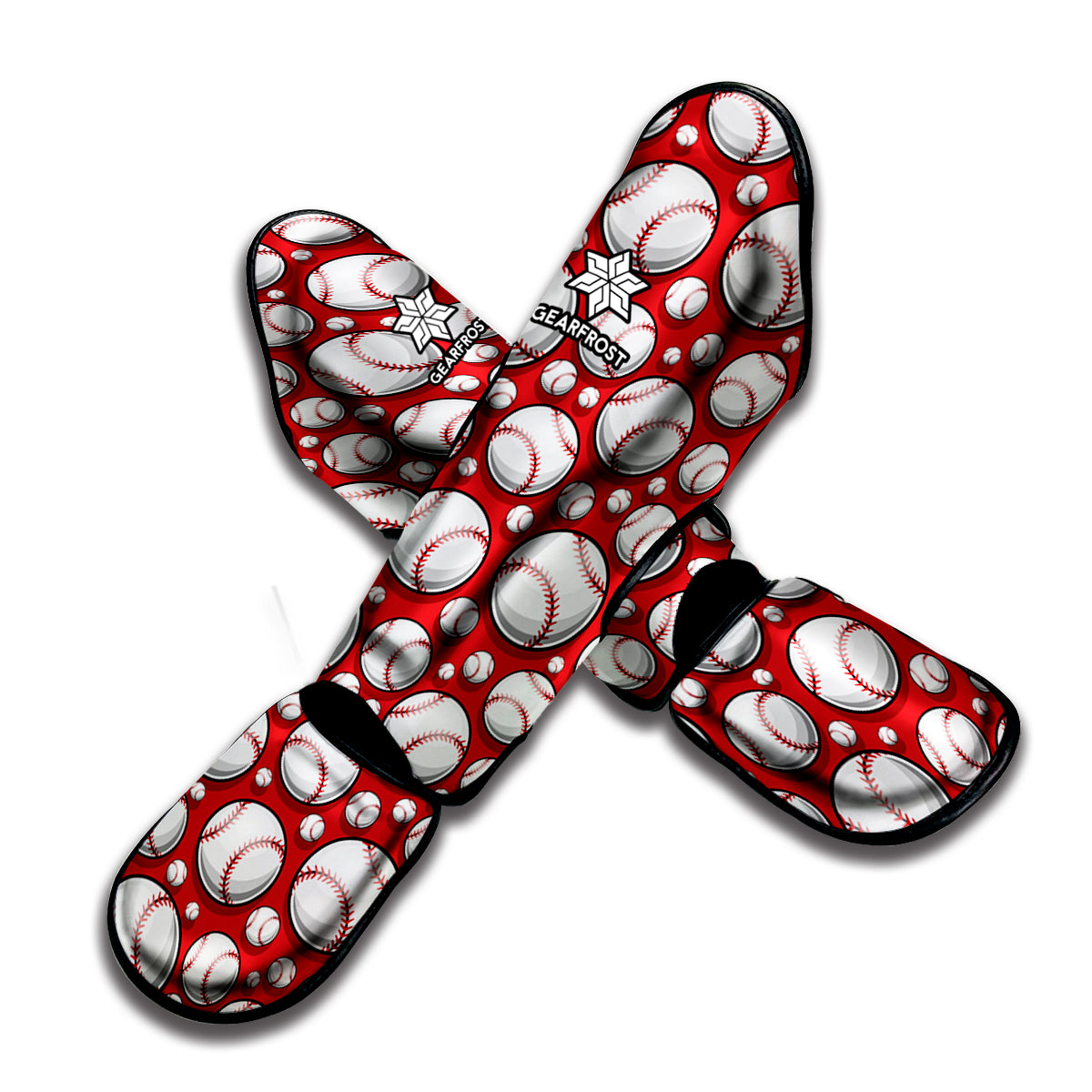 Red Baseball Pattern Print Muay Thai Shin Guard
