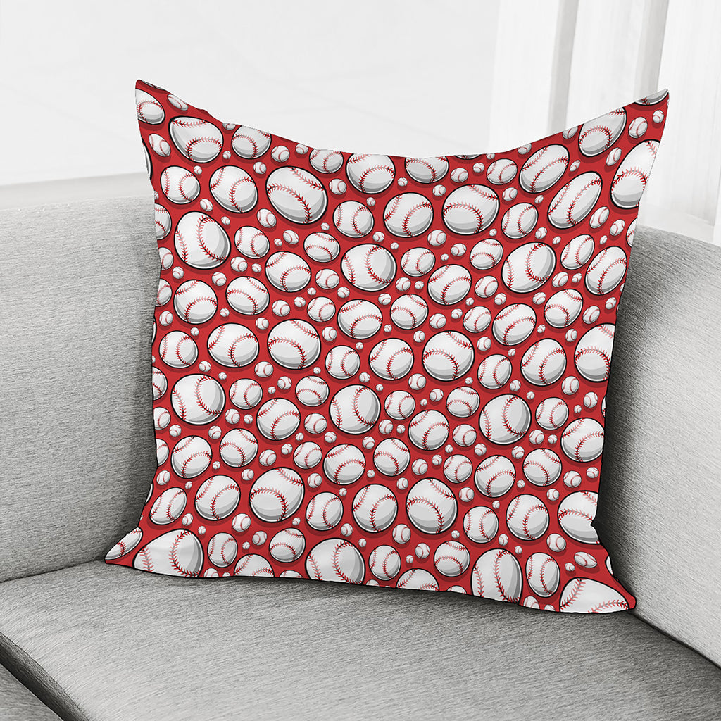 Red Baseball Pattern Print Pillow Cover