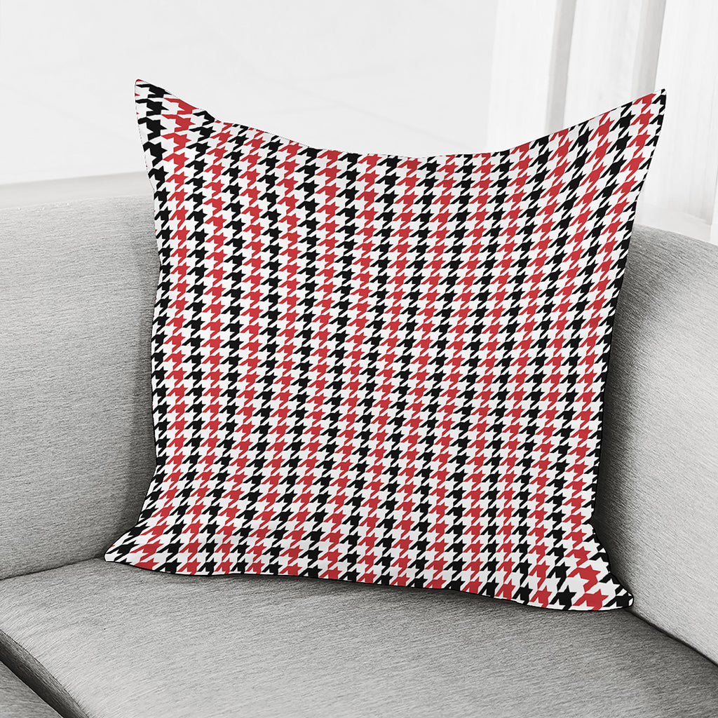 Red Black And White Houndstooth Print Pillow Cover