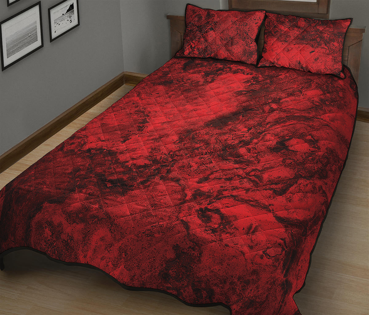 Red Blood Print Quilt Bed Set