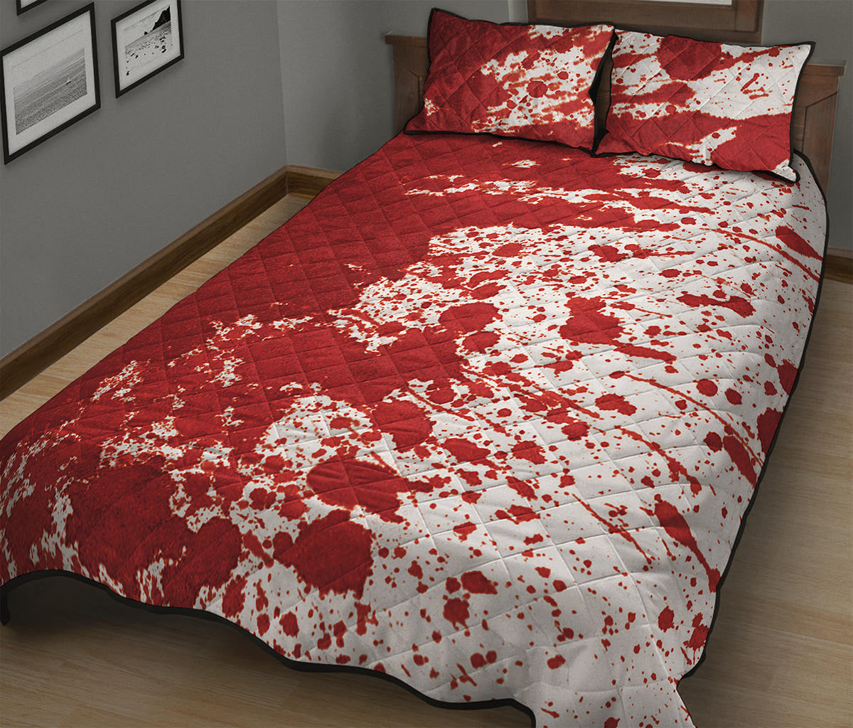 Red Blood Stains Print Quilt Bed Set