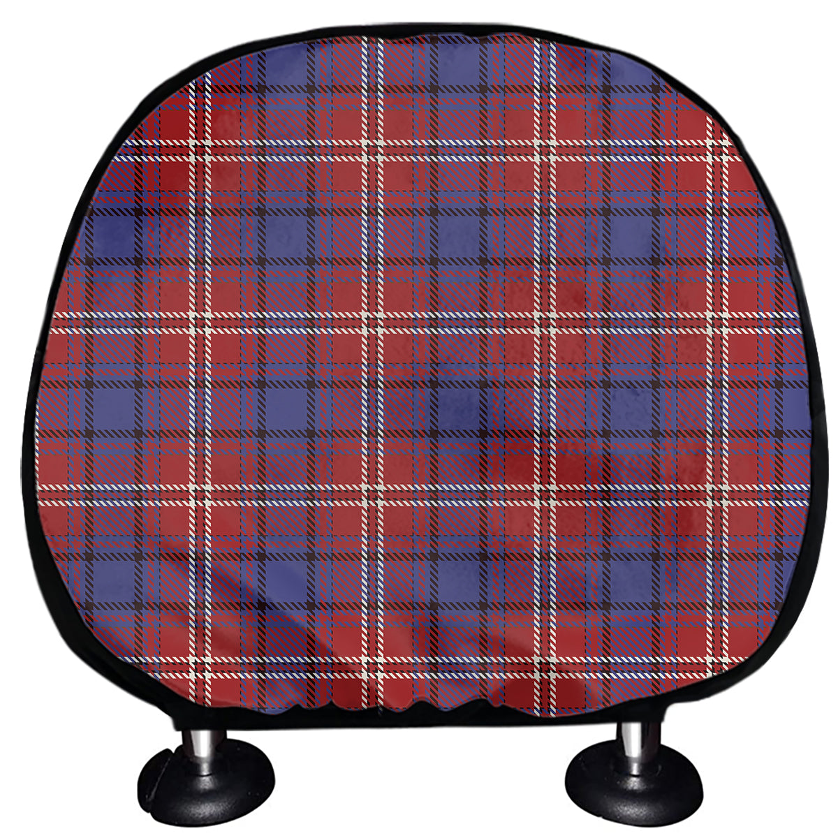 Red Blue And White Tartan Pattern Print Car Headrest Covers