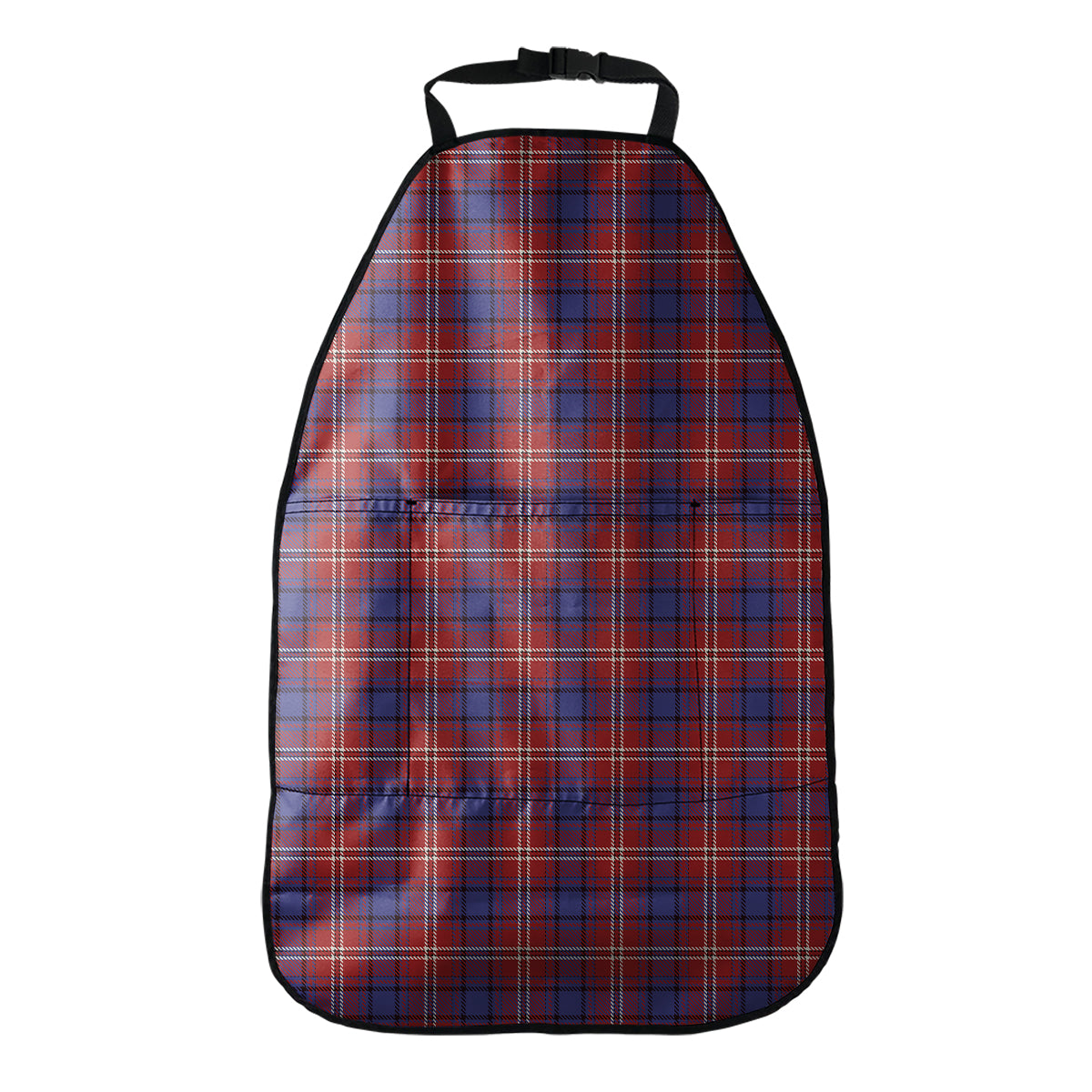 Red Blue And White Tartan Pattern Print Car Seat Organizers