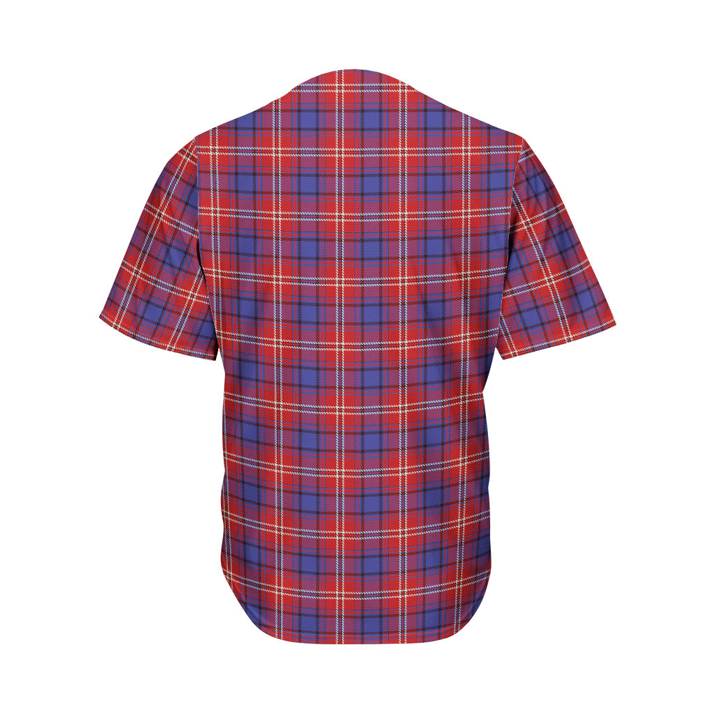 Red Blue And White Tartan Pattern Print Men's Baseball Jersey