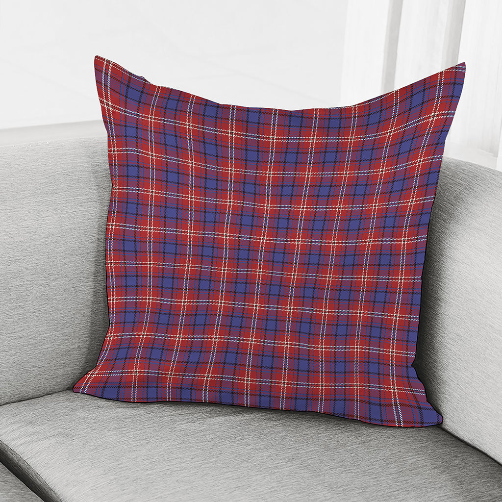 Red Blue And White Tartan Pattern Print Pillow Cover