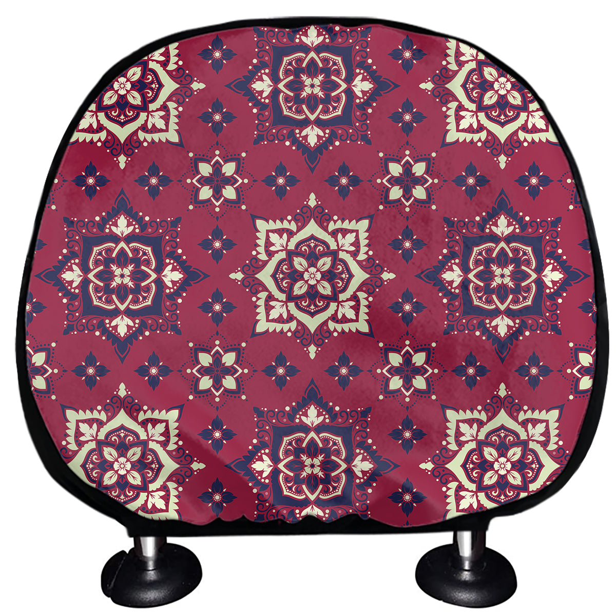 Red Boho Flower Pattern Print Car Headrest Covers