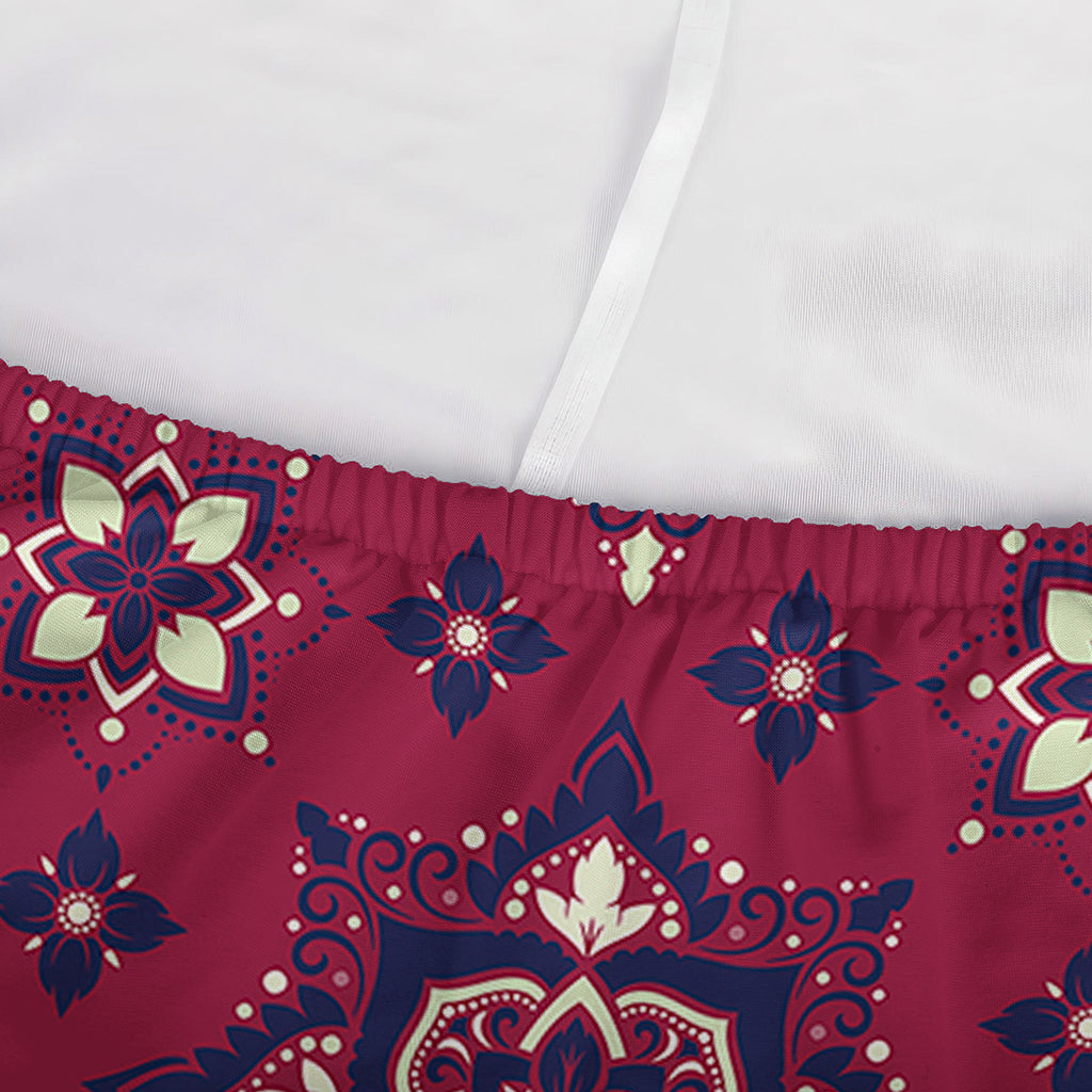Red Boho Flower Pattern Print Sofa Cover