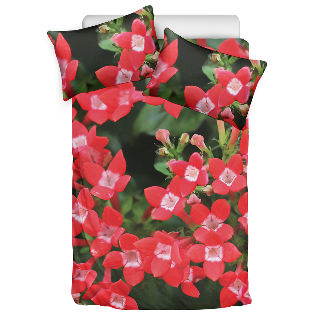 Red Bouvardia Print Duvet Cover Bedding Set