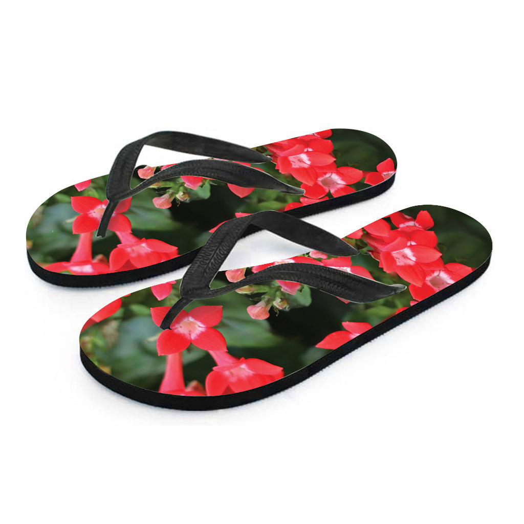 Red Bouvardia Print Flip Flops