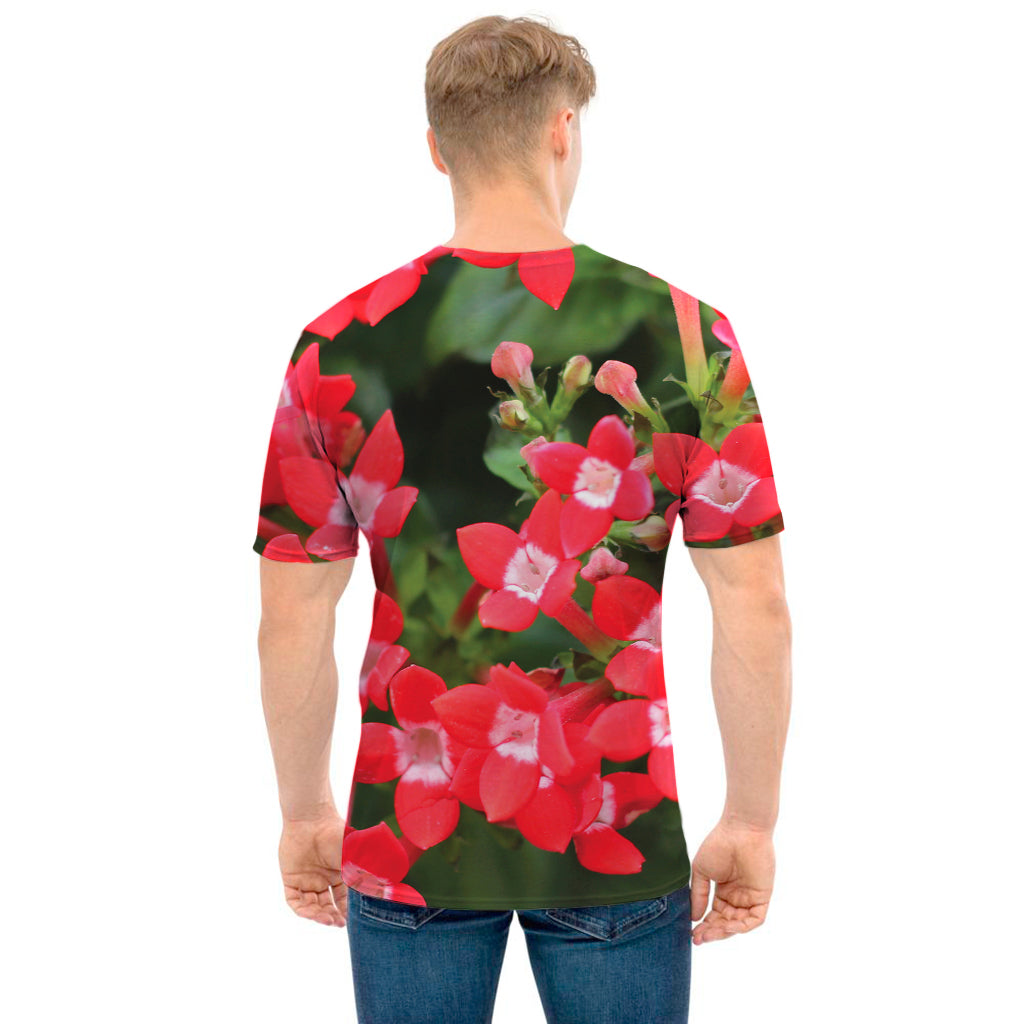 Red Bouvardia Print Men's T-Shirt