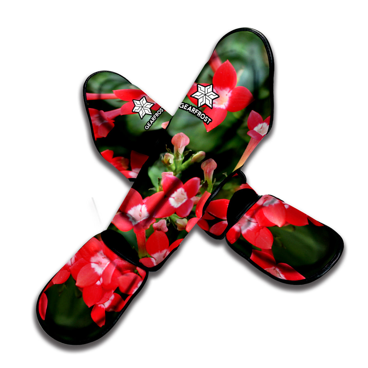 Red Bouvardia Print Muay Thai Shin Guard
