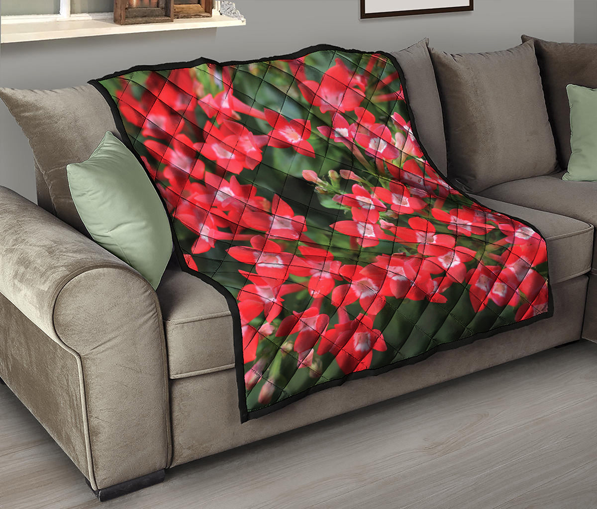 Red Bouvardia Print Quilt