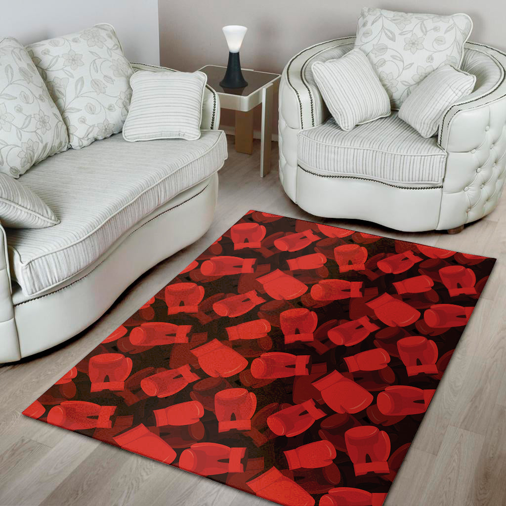 Red Boxing Gloves Pattern Print Area Rug