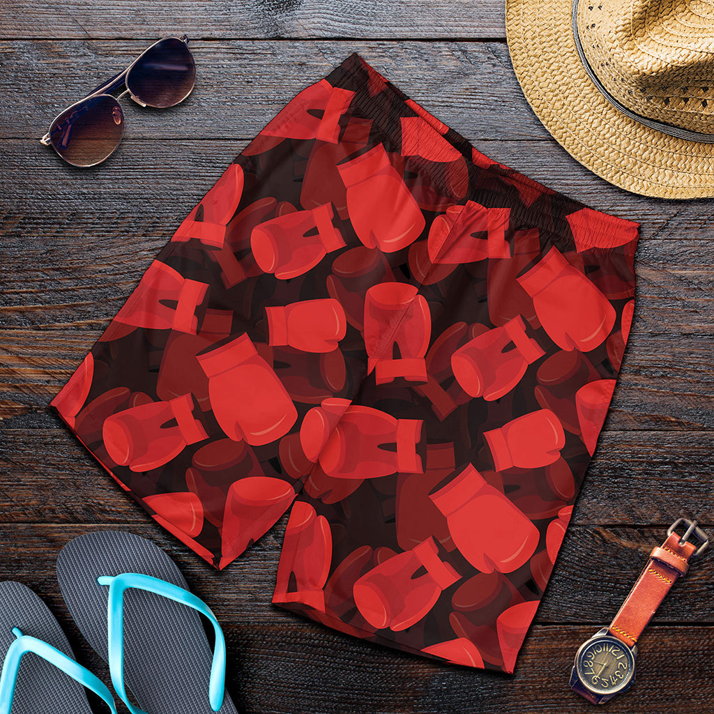 Red Boxing Gloves Pattern Print Men's Shorts