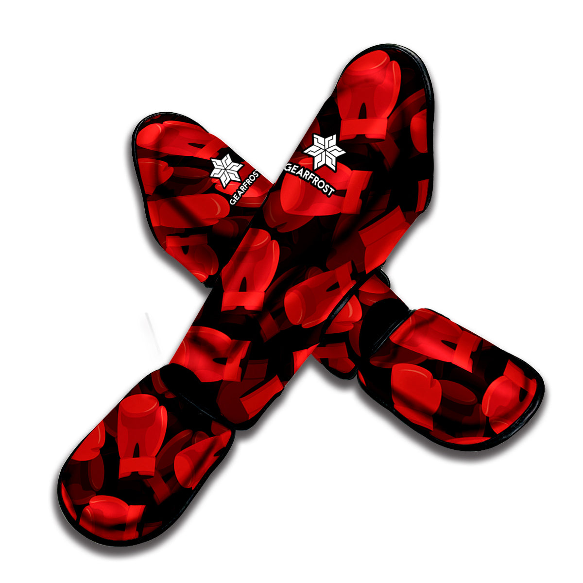 Red Boxing Gloves Pattern Print Muay Thai Shin Guard