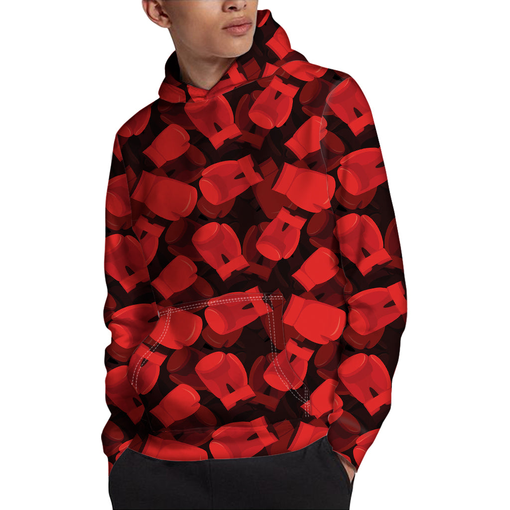 Red Boxing Gloves Pattern Print Pullover Hoodie